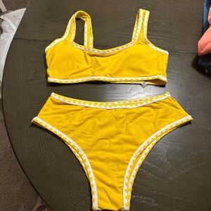 SHEIN Yellow Bikini with White Accents